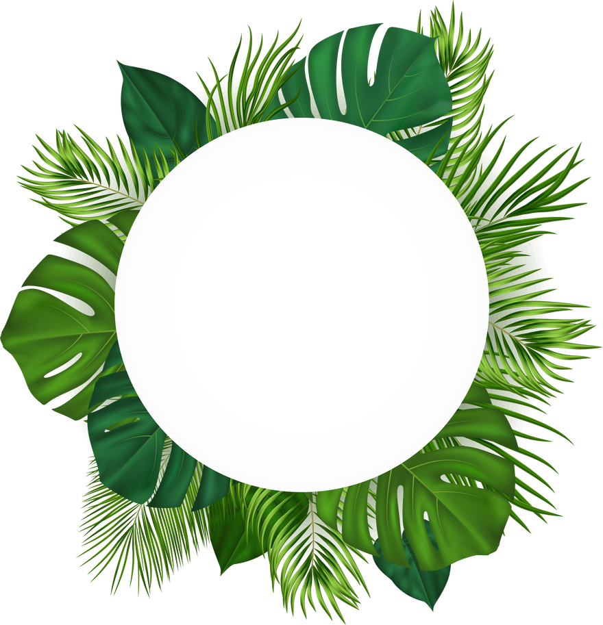 Summer Tropical Design with Various Green Leaves